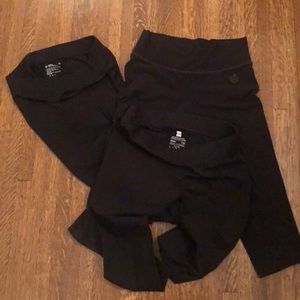 3 Black Capri Leggings - 2 Pact and 1 Green Apple